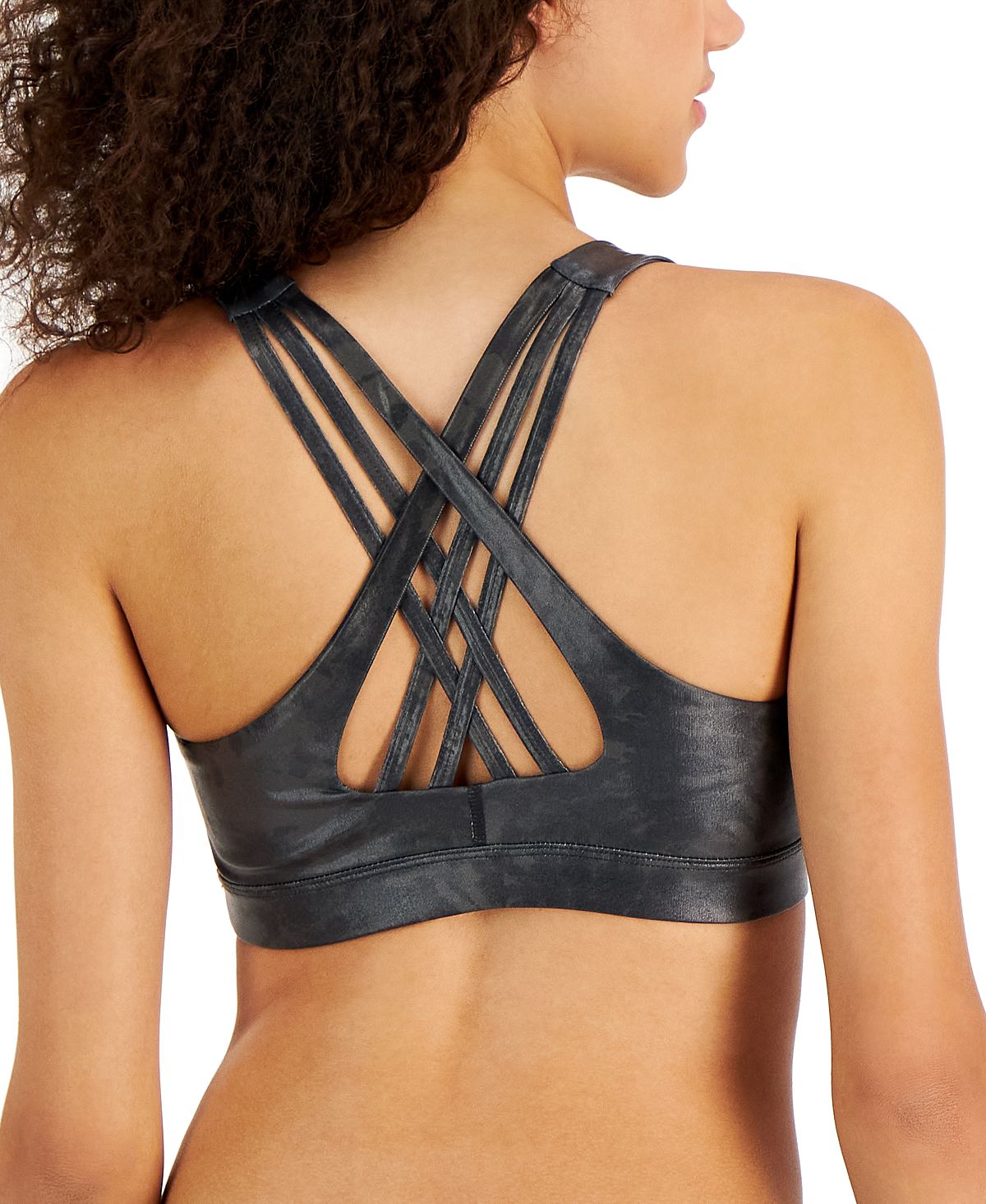 ID Ideology Women's Spiral Strappy Back Low Impact Sports Bra Black Size X-Small