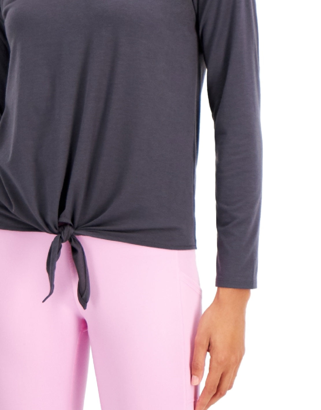 ID Ideology Women's Tie Front Top Gray Size Large