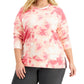 ID Ideology Women's Tie Dyed Side Slit Top Pink