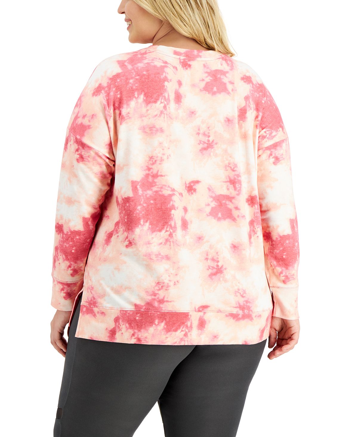 ID Ideology Women's Tie Dyed Side Slit Top Pink