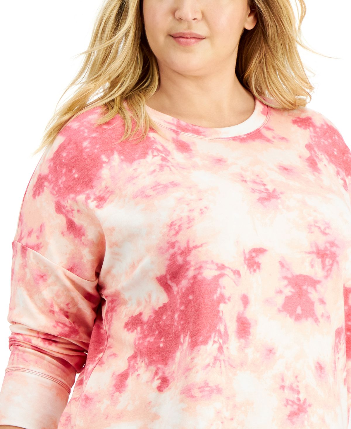 ID Ideology Women's Tie Dyed Side Slit Top Pink