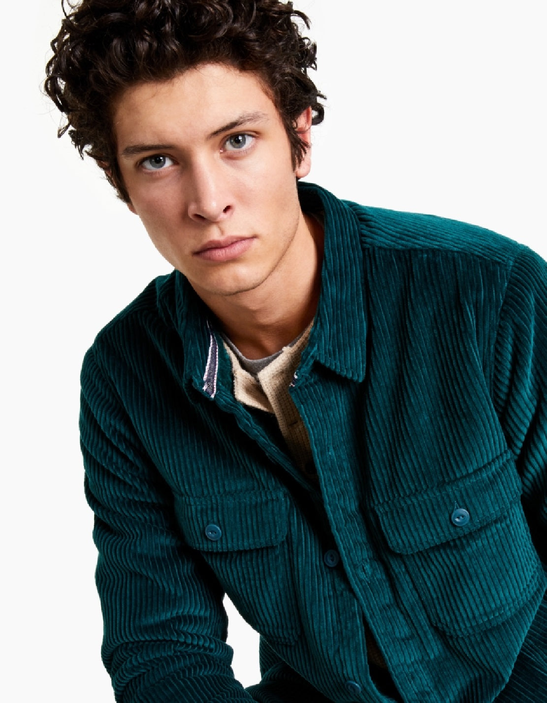 Sun + Stone Men's Owen Fleece Lined Corduroy Shirt Jacket Green Size XX-Large