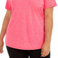 ID Ideology Women's Rapidry V Neck Performance T-Shirt Pink Size 3X