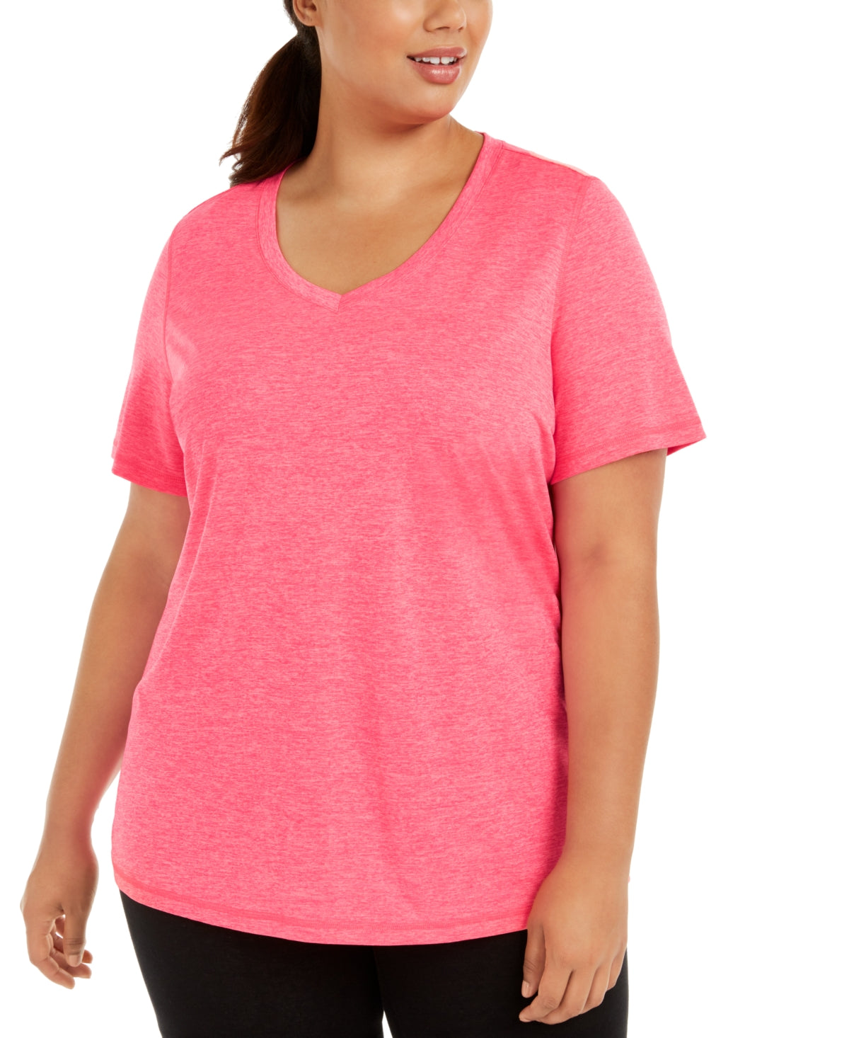 ID Ideology Women's Rapidry V Neck Performance T-Shirt Pink Size 3X