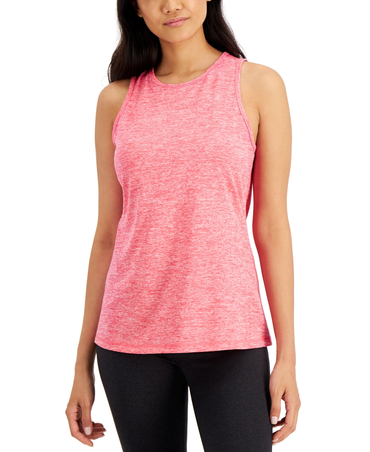 ID Ideology Women's Essentials Heathered Keyhole Back Tank Top Pink Size Small