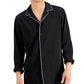 INC International Concepts Men's Regular Fit Contrast Piped Camp Shirt Black Size X-Small