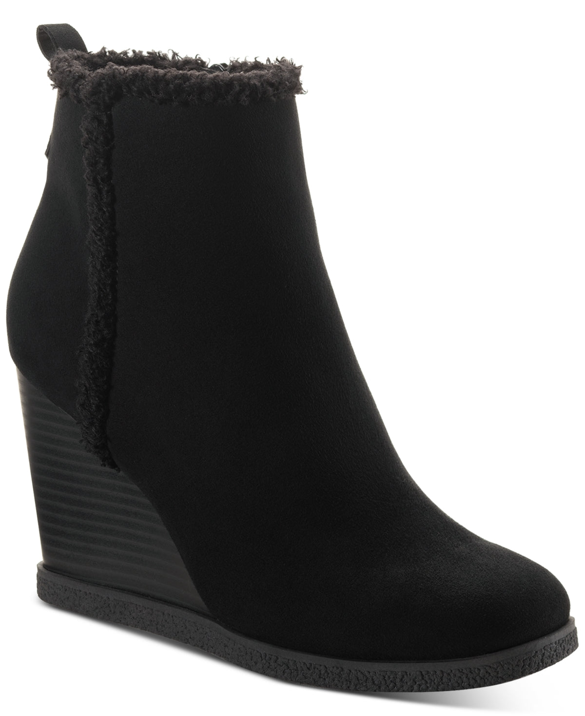 Sun + Stone Women's Camillia Wedge Booties Black Size 7M