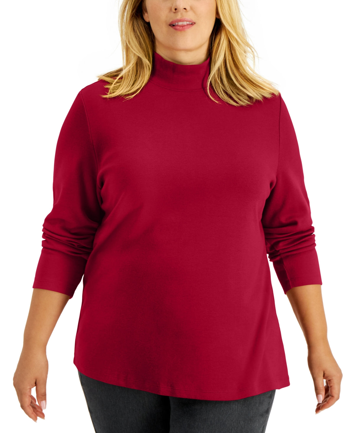 Karen Scott Women's Mock Neck Top Red Size 2X