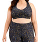 ID Ideology Women's Marble Print Low Impact Sports Bra Black Size 1X