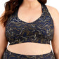 ID Ideology Women's Marble Print Low Impact Sports Bra Black Size 1X