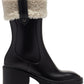 INC International Concepts Women's Eddiie 2 Faux Shearling Mid Calf Rain Boots Black Size 9