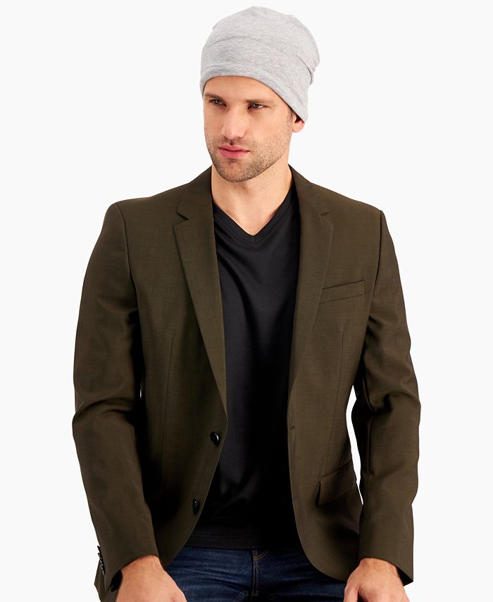 Alfani Men's Solid Cut & Sew Beanie Grey Size Regular