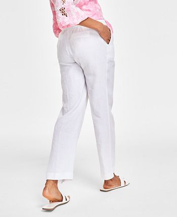 Charter Club Women's Linen Drawstring Pants White Size XX-Large