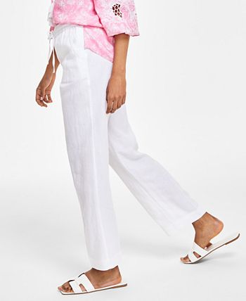 Charter Club Women's Linen Drawstring Pants White Size XX-Large