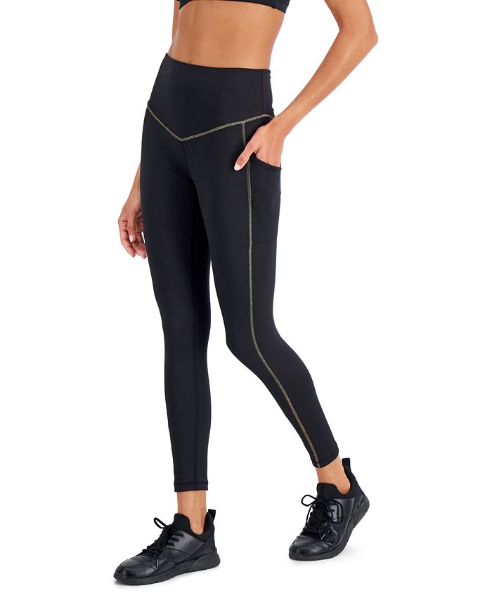 ID Ideology Women's Contrast Trim 7/8 Leggings Black Size Large