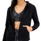Id Ideology Women's Zip Front Fleece Hoodie Black Size X-Small
