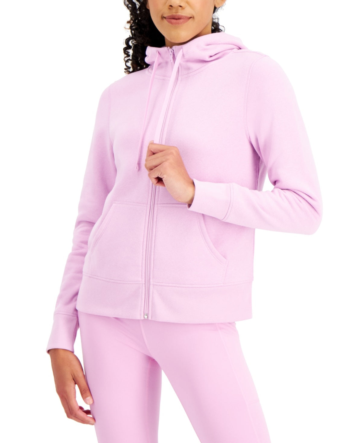 ID Ideology Women's Zip Front Fleece Hoodie Purple Size Large