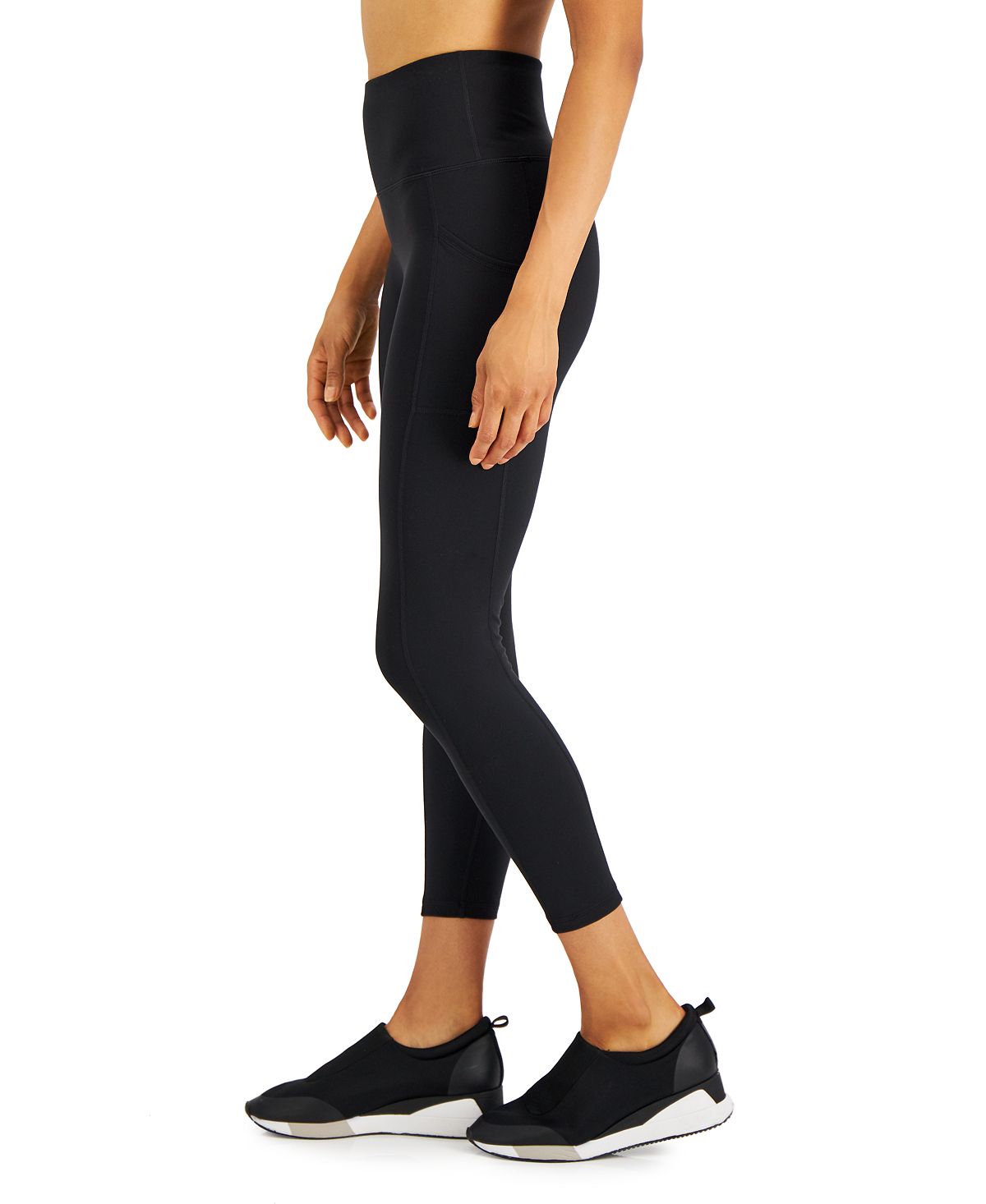 ID Ideology Women's Soft Side Pocket 7/8 Leggings Black Size Large