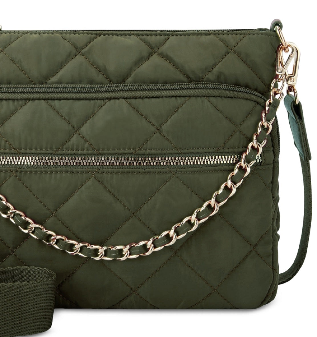 INC International Concepts Women's Margeauxx Quilted Crossbody Green Size Regular