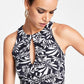 INC International Concepts Women's Ruched Keyhole Top Black Size X-Large