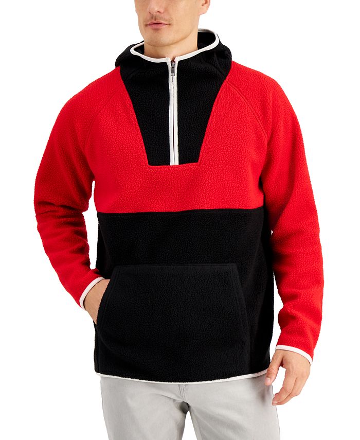 Club Room Men's Colorblocked Anorak Sweater Red Size X-Large
