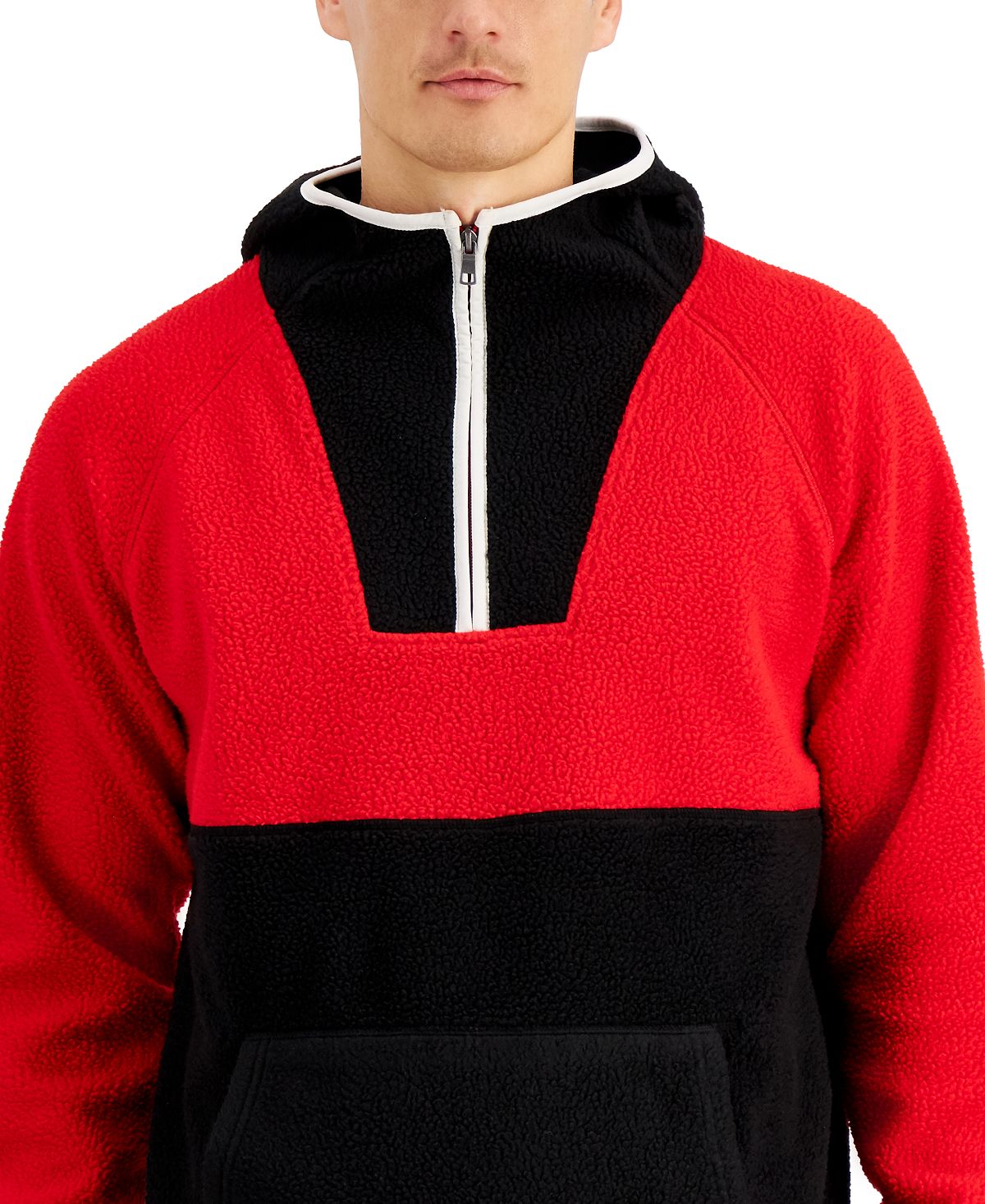 Club Room Men's Colorblocked Anorak Sweater Red Size X-Large