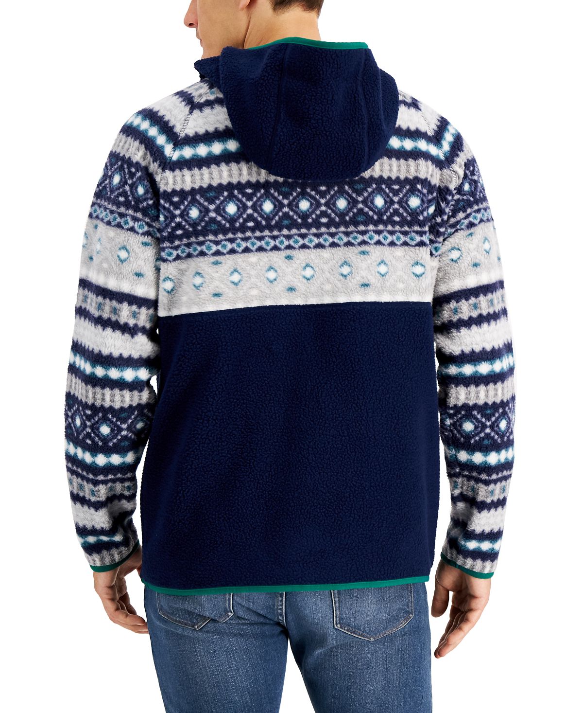 Club Room Men's Sherpa Fleece Anorak Pullover Gray Size Large