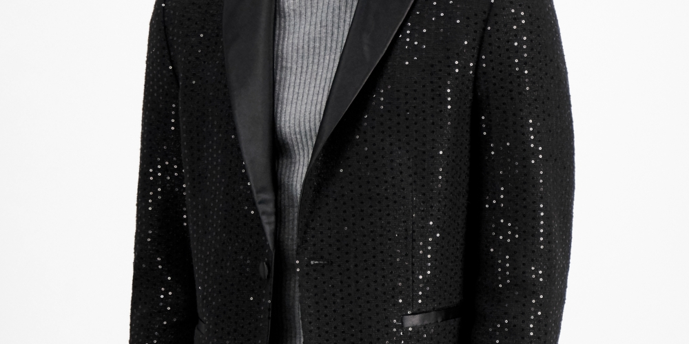 INC International Concepts Men's Slim Fit Sequin Sport Coat Black Size XX-Large