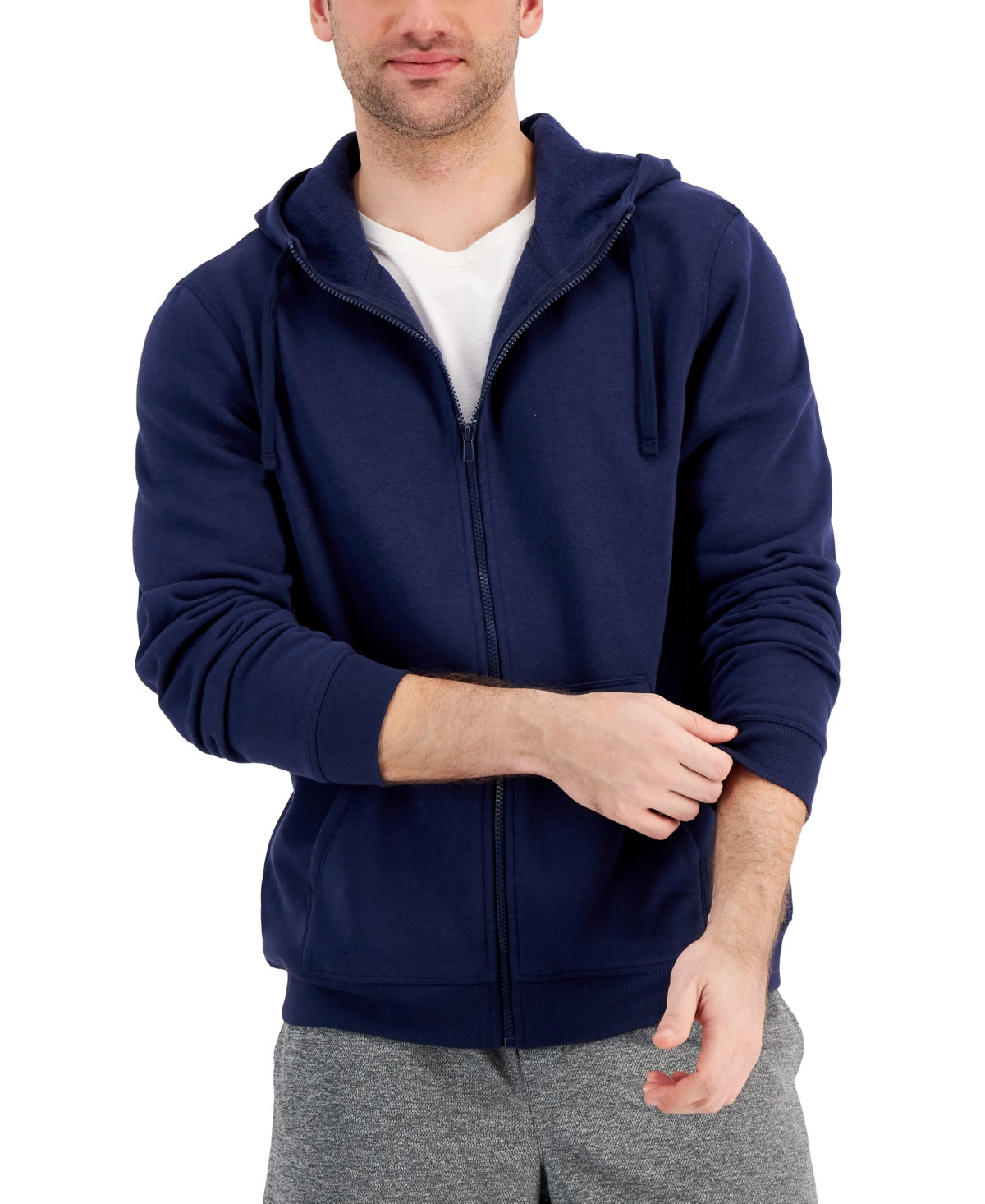 ID Ideology Men's Regular Fit Solid Full Zip Hoodie Blue Size M