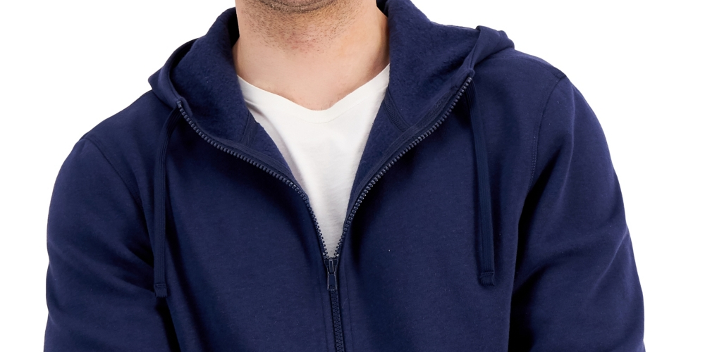 ID Ideology Men's Regular Fit Solid Full Zip Hoodie Blue Size M