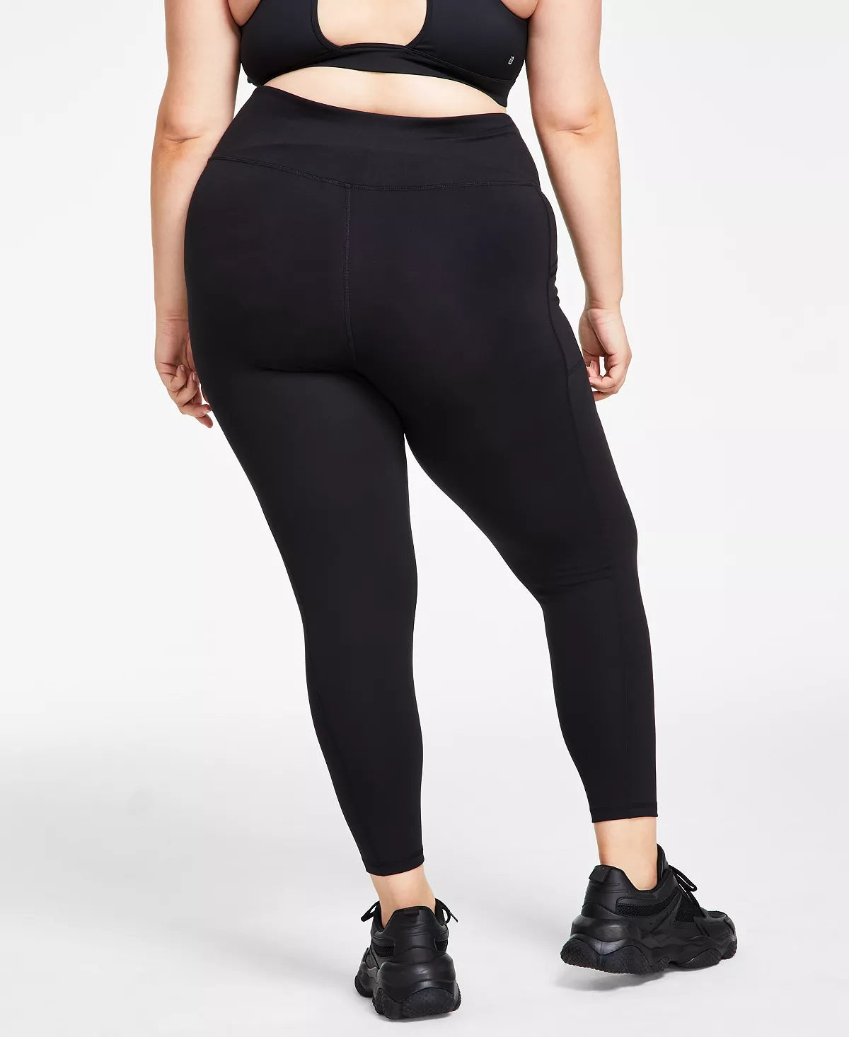 ID Ideology Women's Compression High-Waist Side-Pocket 7/8 Length Leggings Black Size M