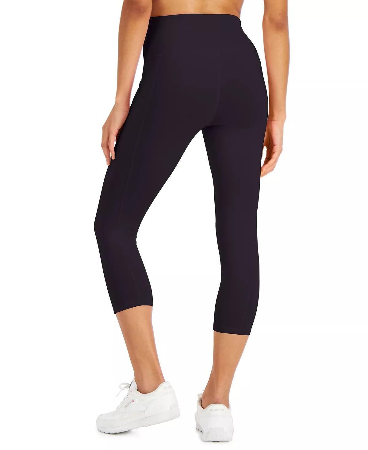 ID Ideology Women's Compression High Rise Side Pocket Cropped Leggings Black Size Large