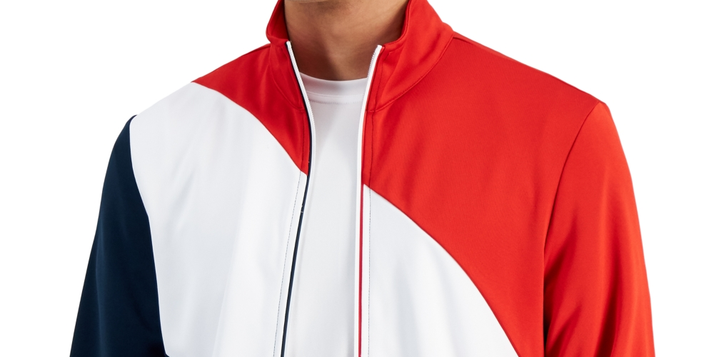 ID Ideology Men's Regular Fit Colorblocked Track Jacket Red Size S