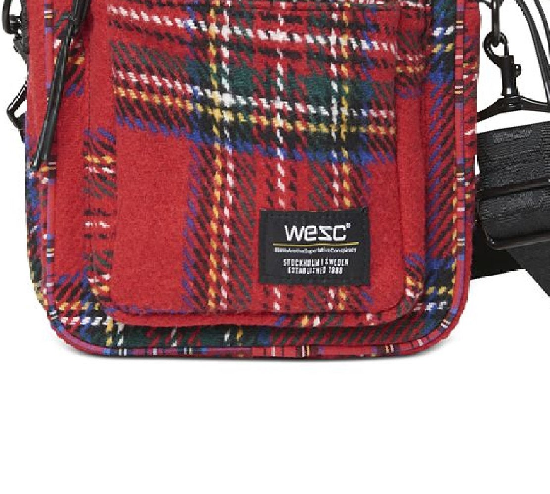Wesc Men's Tartan Crossbody Bag Red Size Regular
