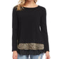 Karen Kane Women's Leopard Inset Sweater Black Size Large