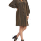Karen Kane Women's Tie Neck Taylor Dress Brown Size 2X