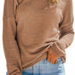 1 The Woman - Waffle Knit Drop Shoulder Long Sleeve Top