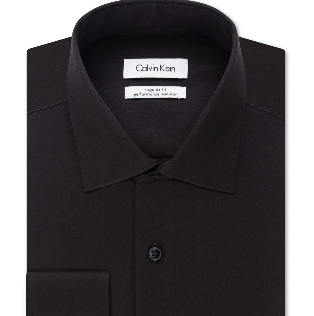 Calvin Klein Men's Classic Fit Non Iron Spread Collar Dress Shirt Black Size 16.5X34X35