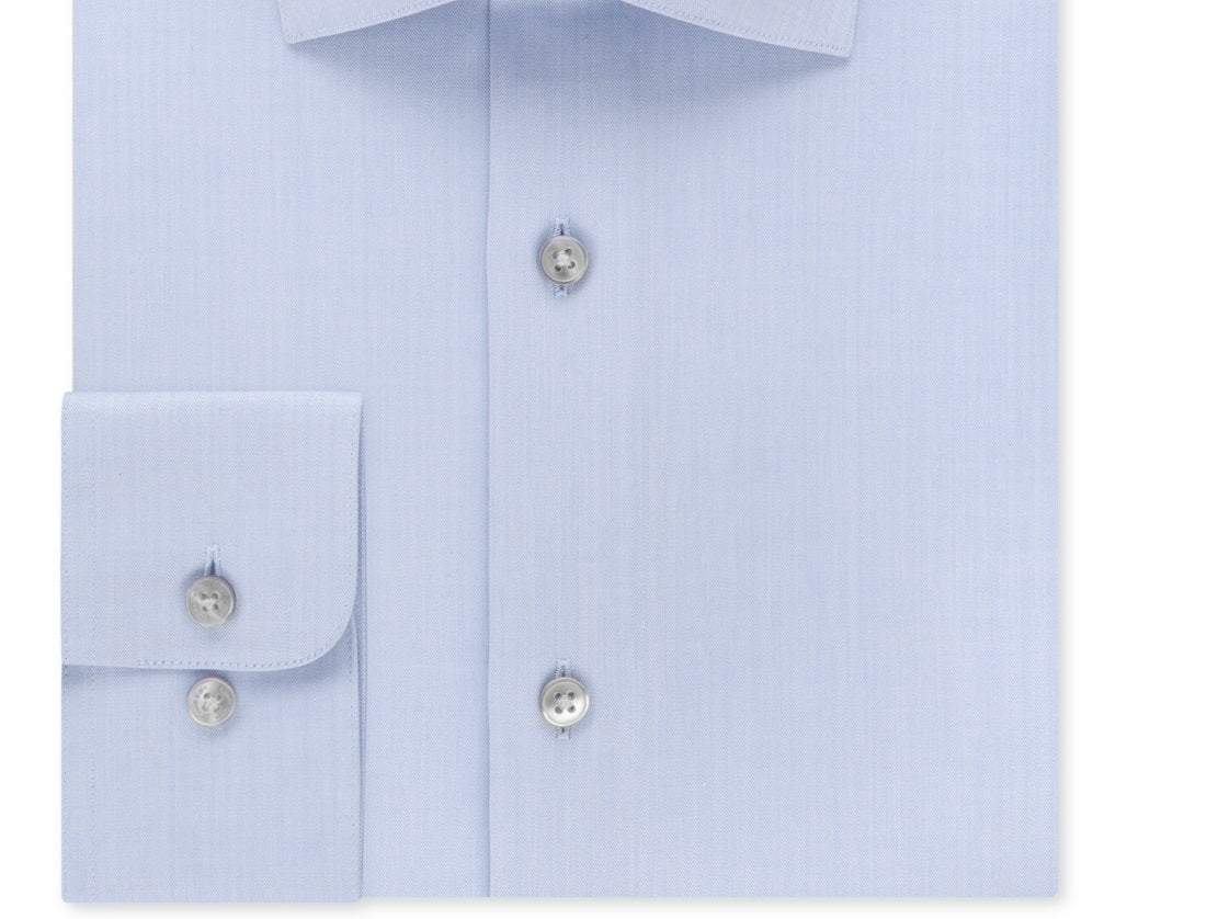 Calvin Klein Men's Classic Fit Non Iron Spread Collar Dress Shirt Blue Size 17.5X34X35