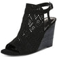 Carlos by Carlos Santana Women's Gabrielle Wedge Sandal Black Size 10