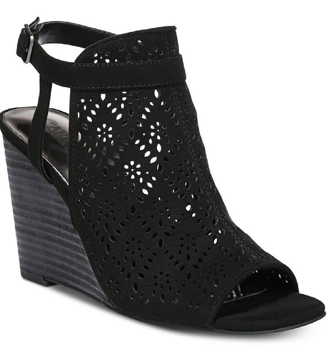 Carlos by Carlos Santana Women's Gabrielle Slingback Stacked Wedge Sandals Black Size 11