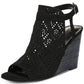 Carlos by Carlos Santana Women's Gabrielle Suede Peep Toe Casual Shoes Black Size 8.5