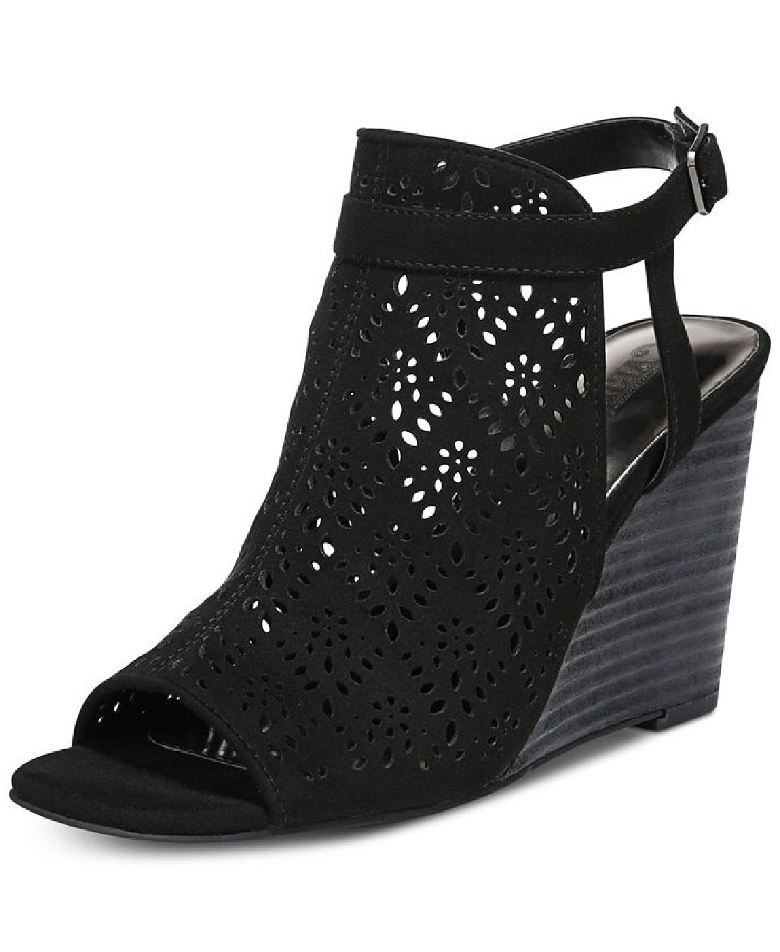 Carlos by Carlos Santana Women's Gabrielle Suede Peep Toe Casual Shoes Black Size 8.5
