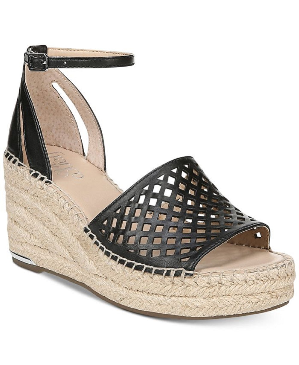 Franco Sarto Women's Calabria Leather Open Toe Casual Platform Sandals Black Size 10 M
