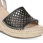 Franco Sarto Women's Calabria Leather Open Toe Casual Platform Sandals Black Size 10 M