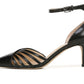 Franco Sarto Women's Ankle Strap Kitten Heel Buckle Leather Pumps Black Size 7.5 M