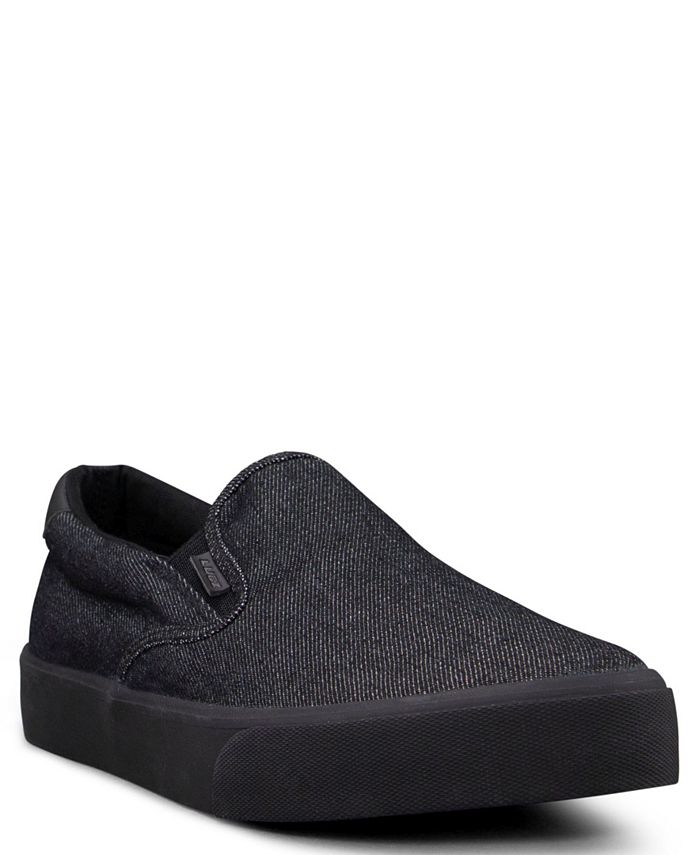 Lugz पुरुषों के क्लिपर क्लासिक स्लिप ऑन फैशन स्नीकर्स काले रंग में, साइज़ 12 D