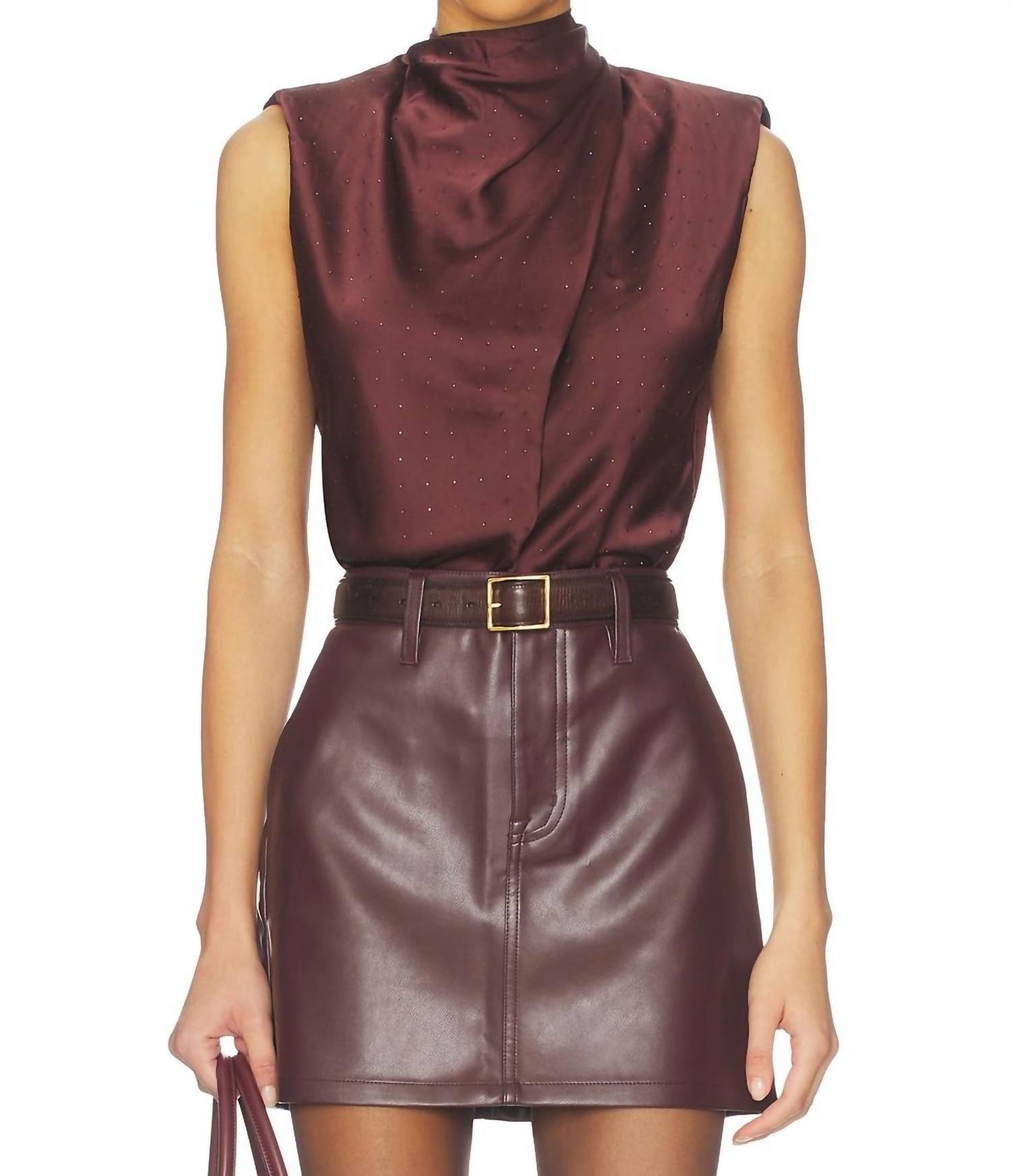 Astr - Inaya Satin Rhinestone Embellished Top