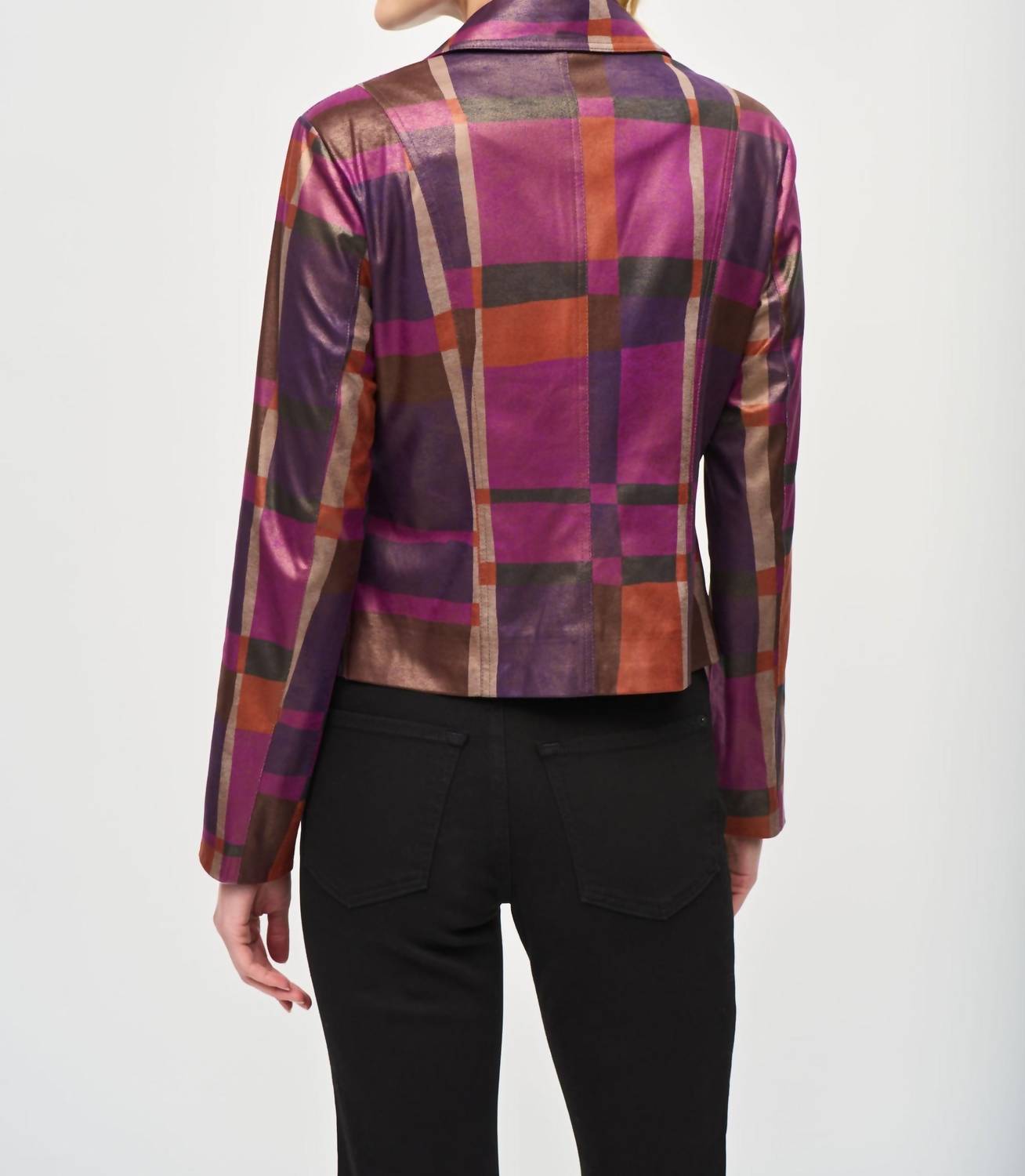 Joseph Ribkoff - Geometric Foiled Faux Suede Jacket