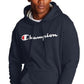 Champion Men's Script Logo Powerblend Hoodie Blue Size Medium